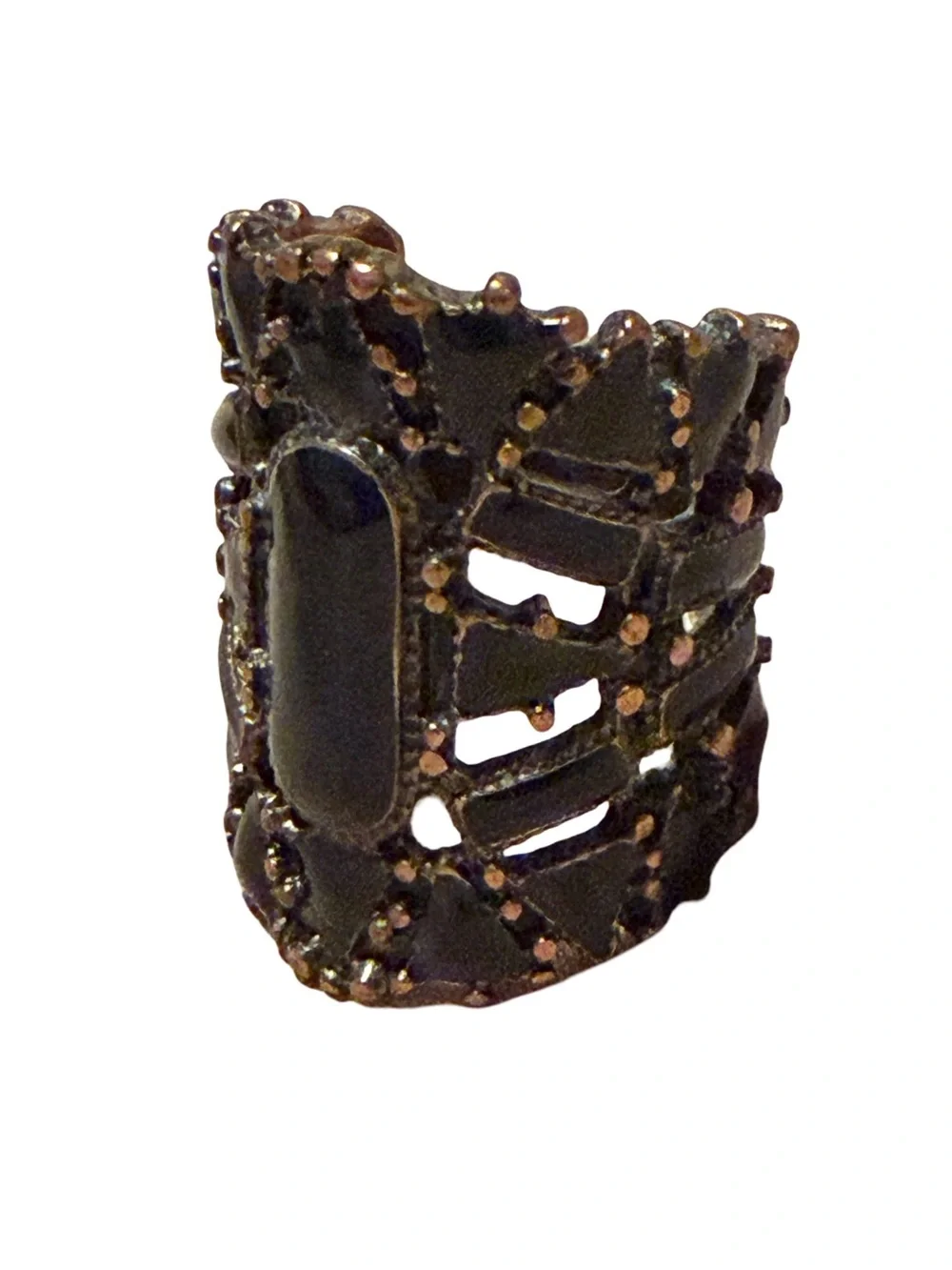 VINTAGE • Rose Gold Filigree Black Antique Statement Ring